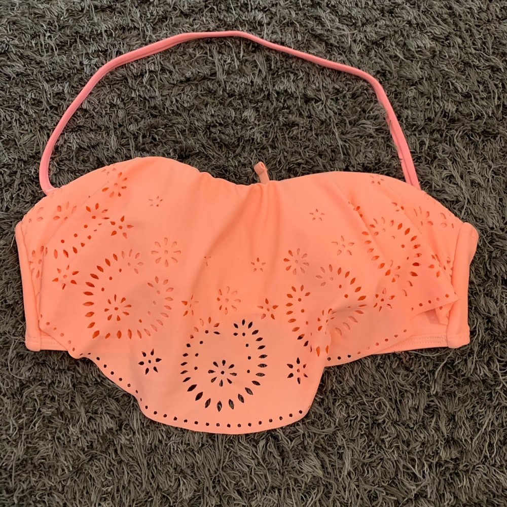 Peach bathing suit top and peach bottoms